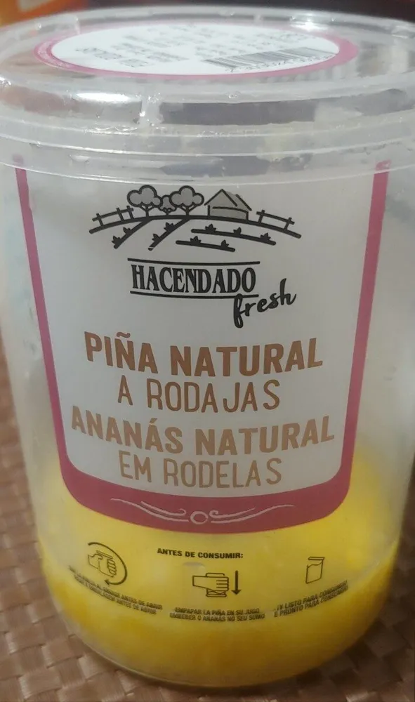 Piña natural a rodajas