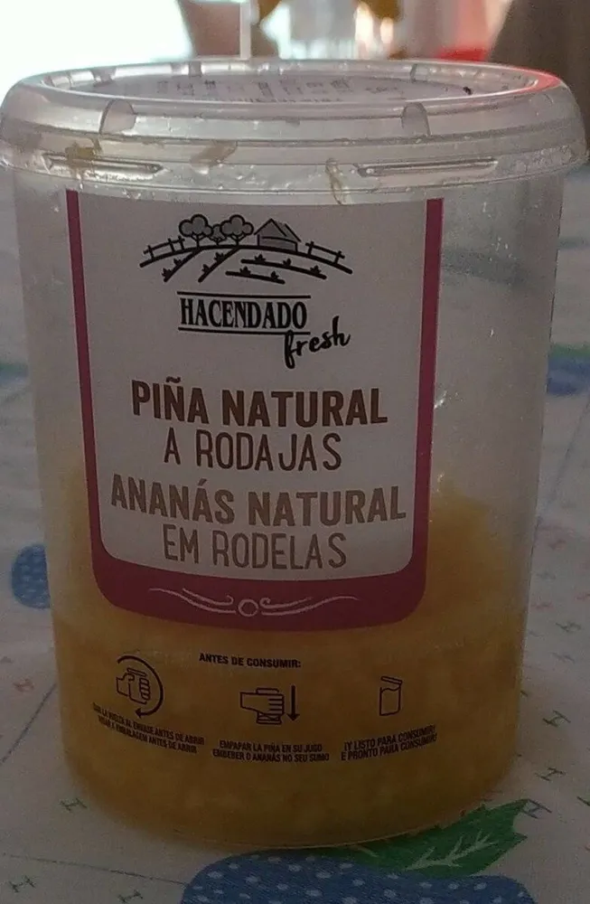 Piña natural a rodajas
