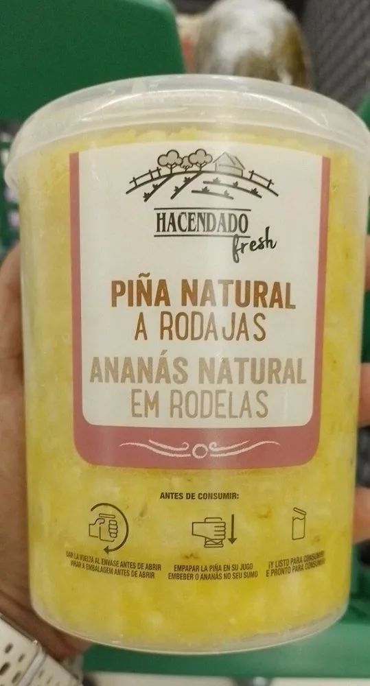 Piña natural a rodajas