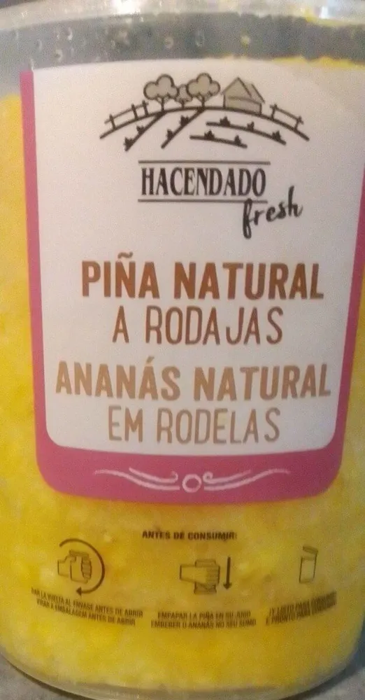 Piña natural a rodajas