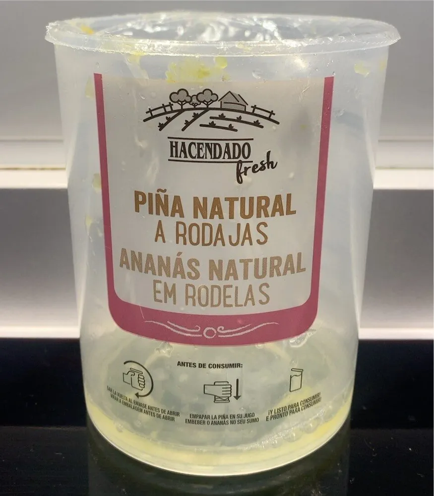 Piña natural a rodajas