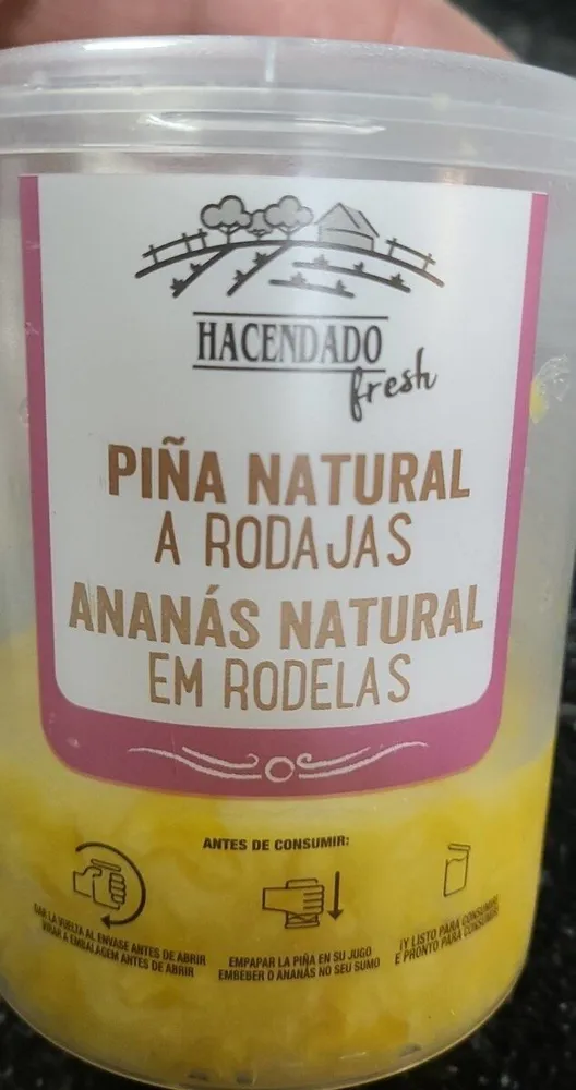 Piña natural a rodajas
