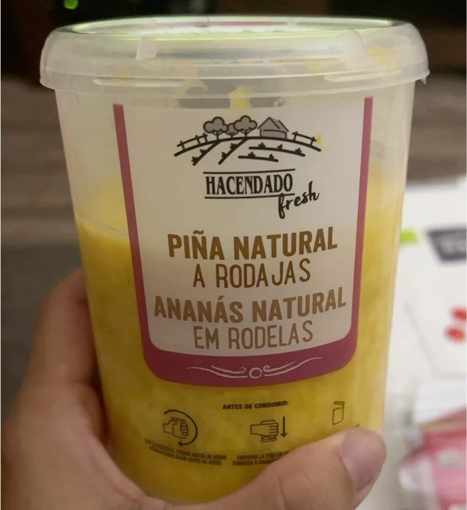 Piña natural a rodajas
