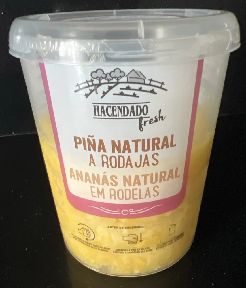 Piña natural en rodajas