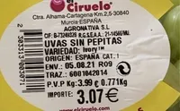 Uva blanca sin pepitas