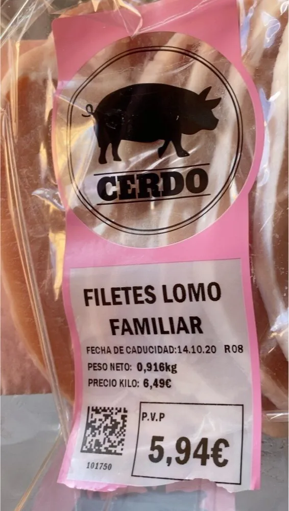 Filetes de lomo de cerdo familiar