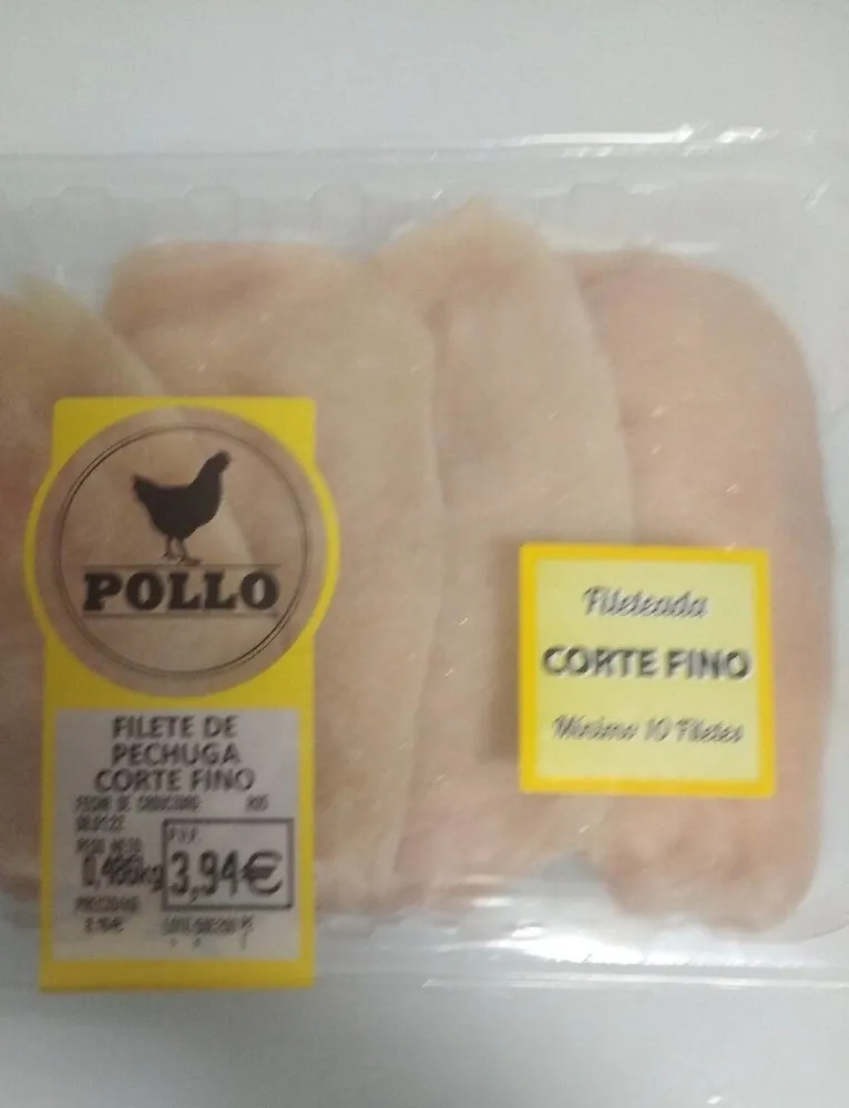 Filete de pollo corte fino