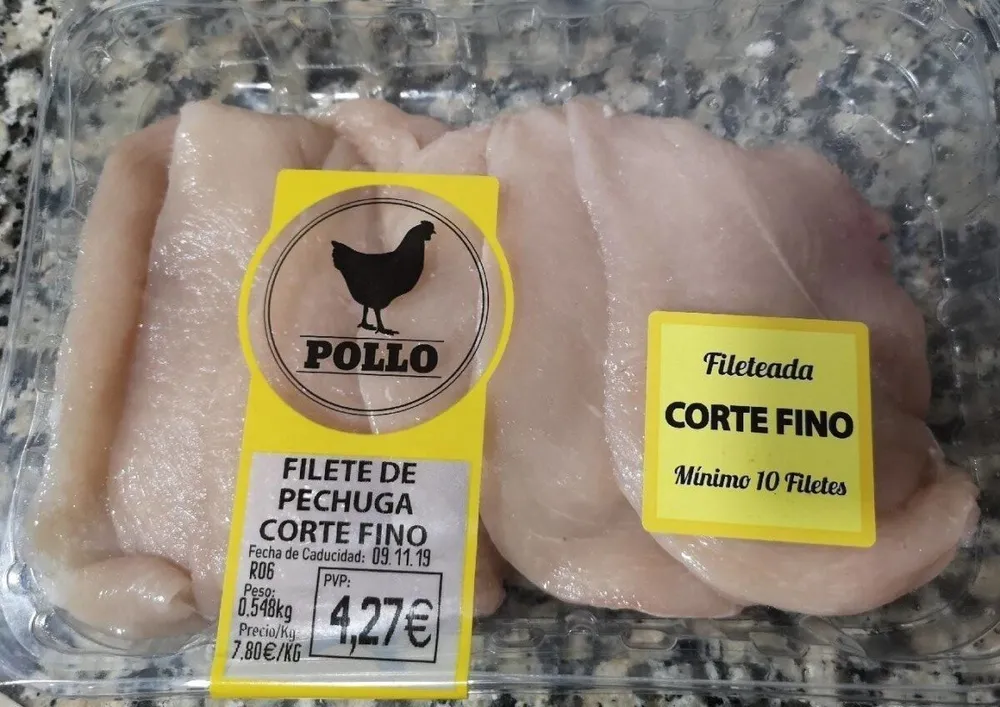 Filete de pechuga de pollo corte fino