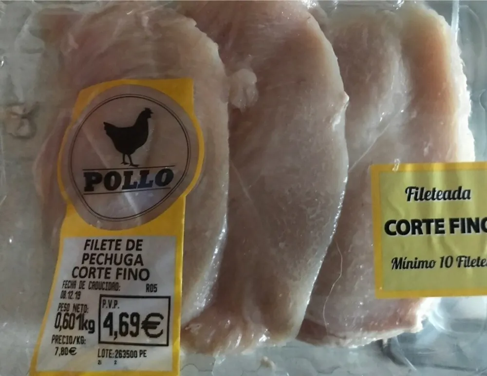 Pechuga de pollo corte fino