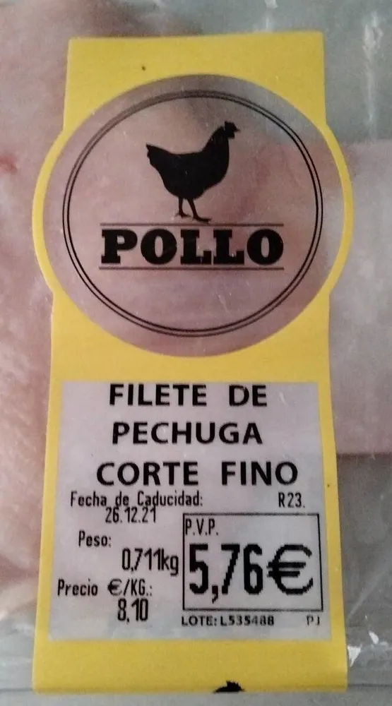 Filete de pechuga corte fino