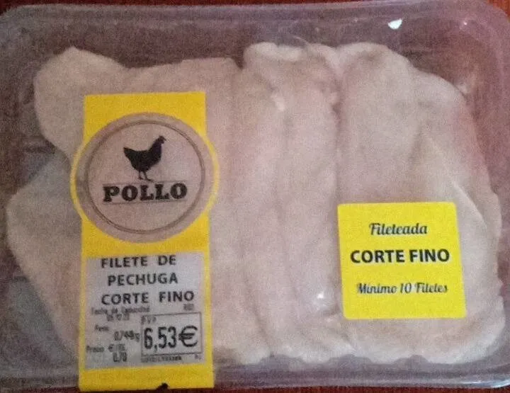 Filete de pechuga de pollo corte fino