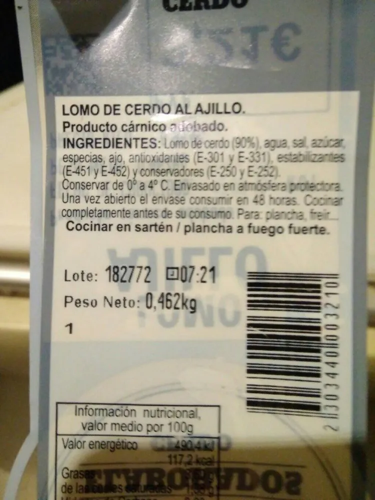 Lomo de cerdo al ajillo