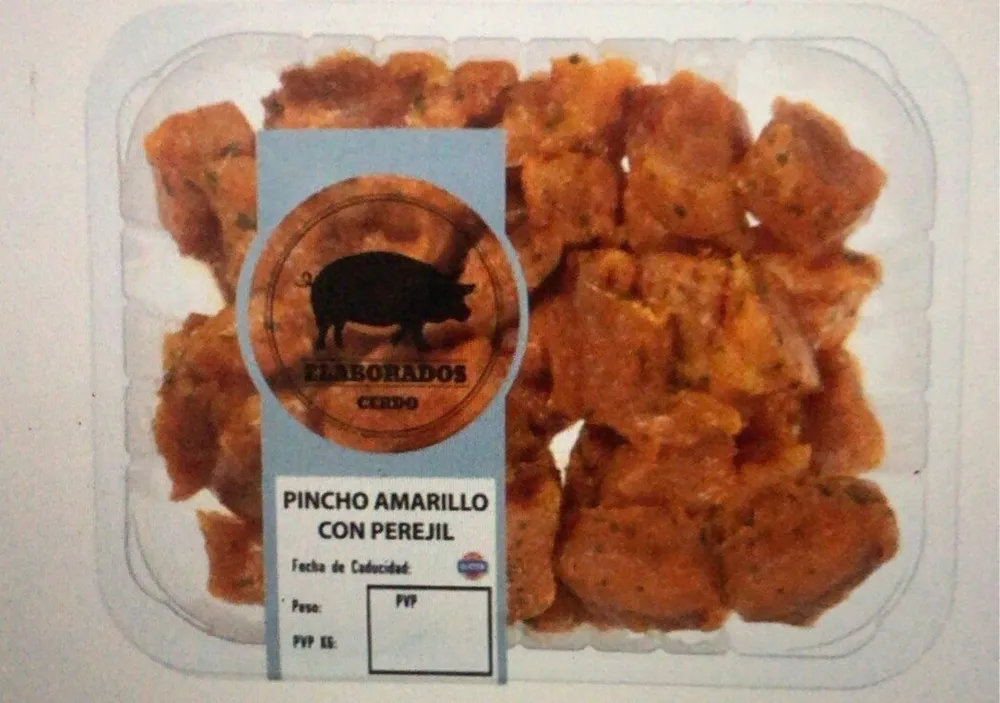Pincho amarillo de cerdo con perejil