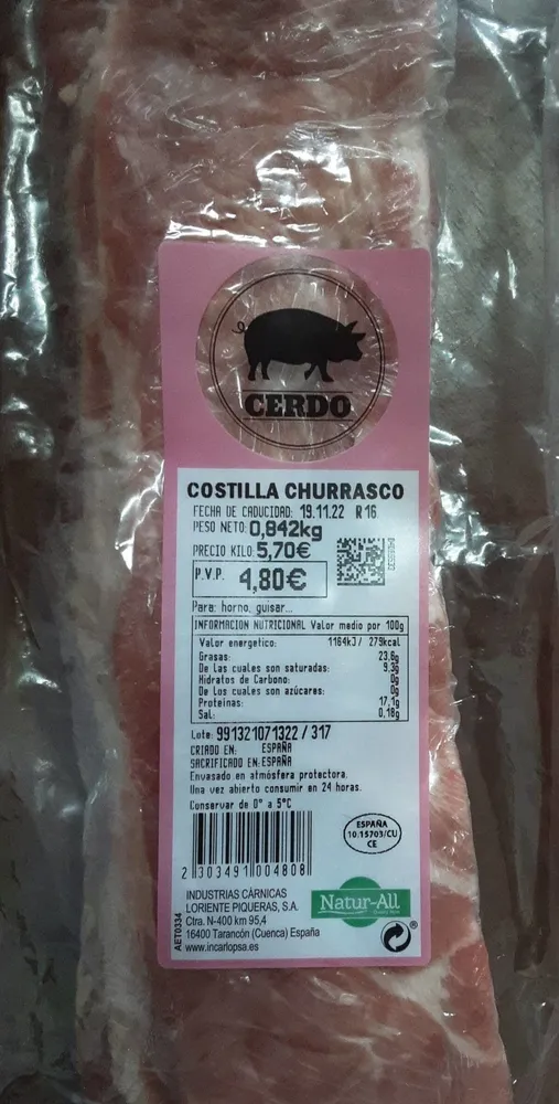 Costilla Churrasco De Cerdo