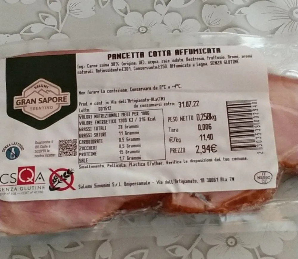 Pancetta cotta affumicata