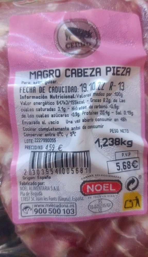 Magro cabeza pieza