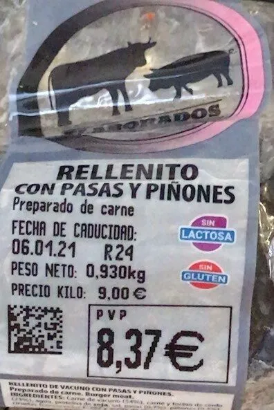 Rellenito con pasas y piñones