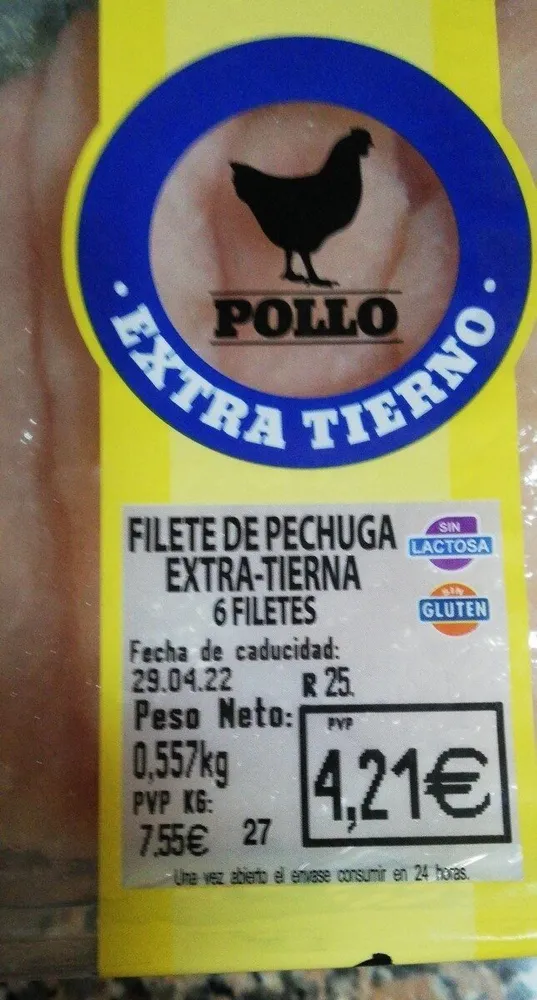 Filete Pechuga extra tierna pollo