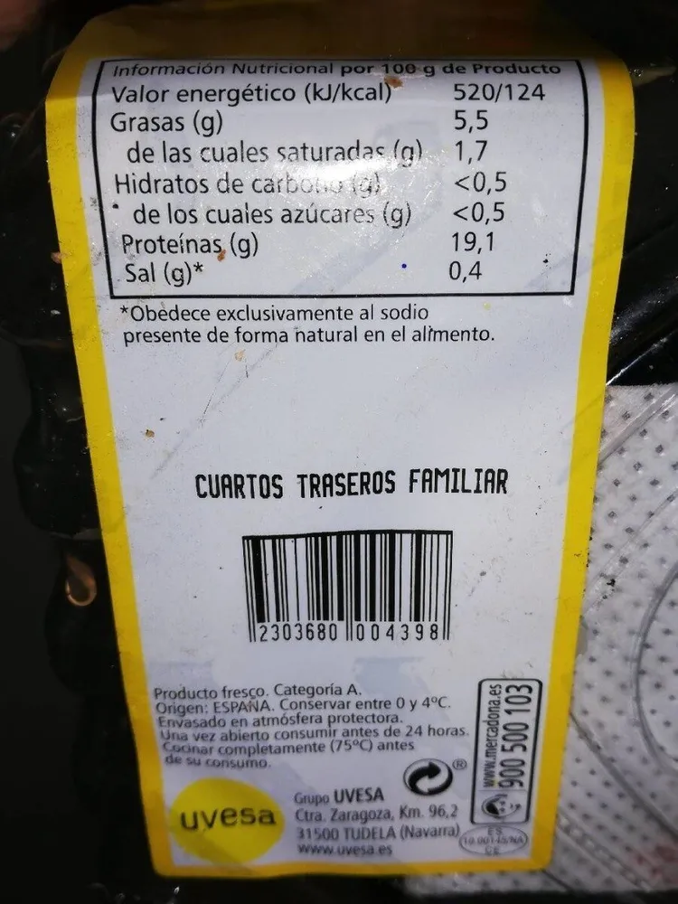 Cuartos traseros de pollo familiar