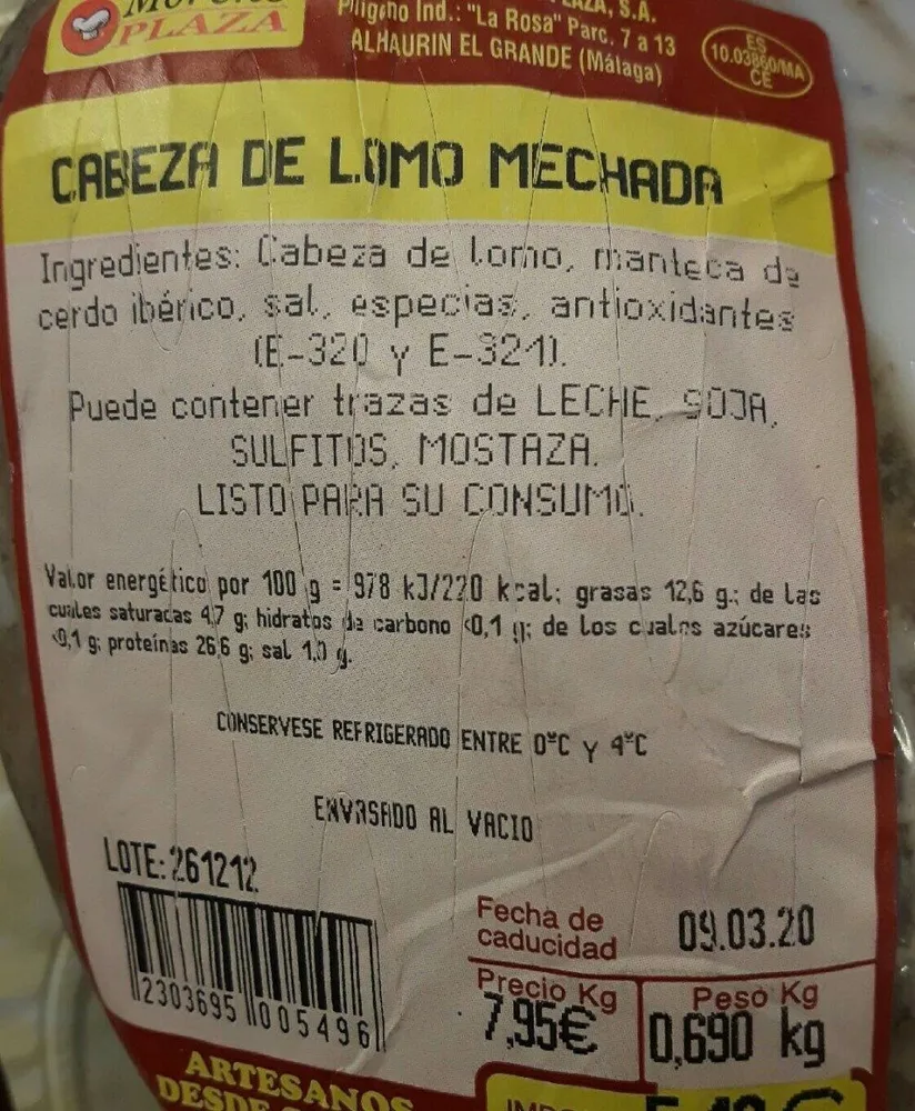Cabeza de lomo mechada