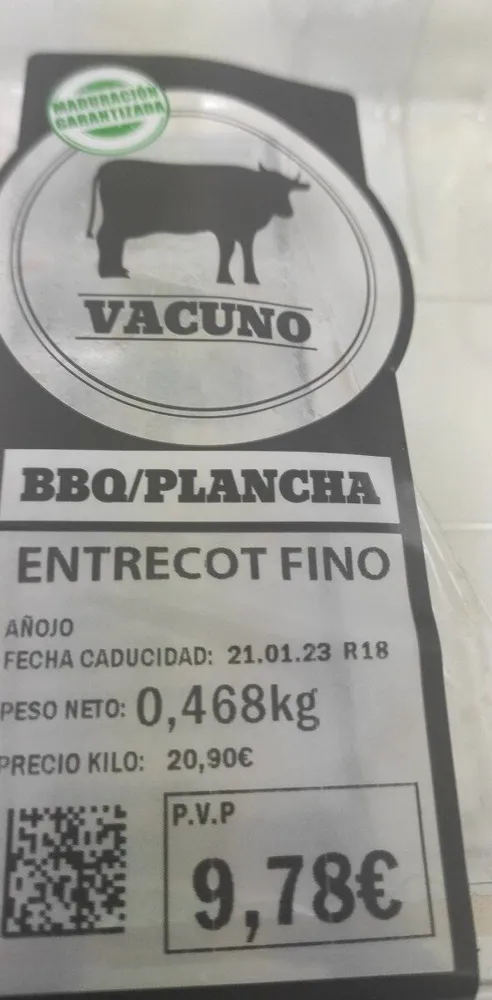 Entrecot fino vacuno