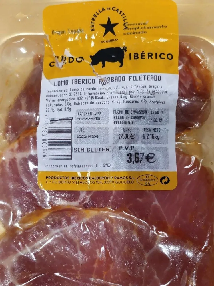 Lomo ibérico adorado fileteado