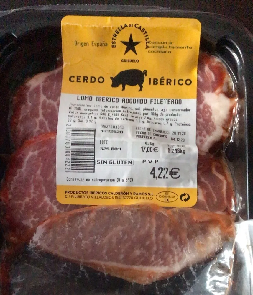 Lomo ibérico adobado fileteado