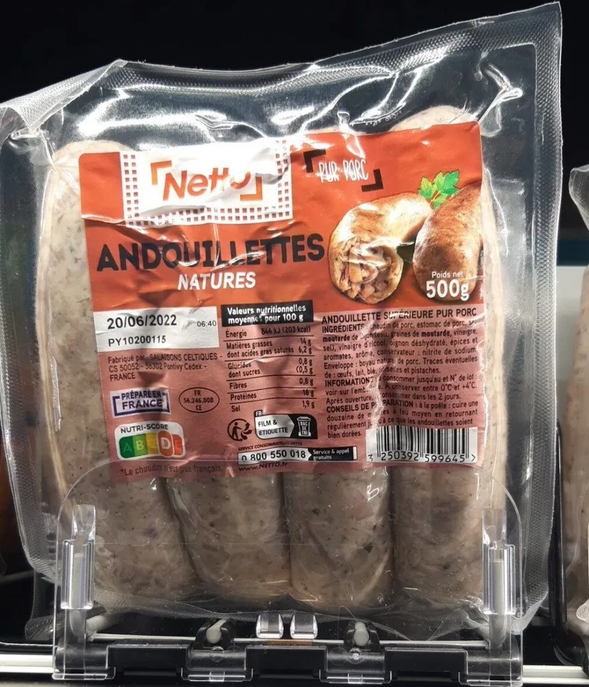 Andouillettes nature pour porc Netto