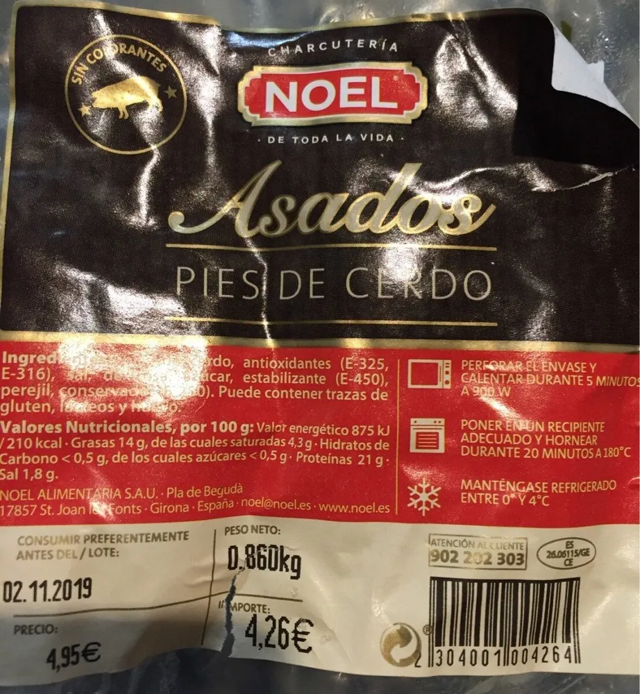 Asados pies de cerdo