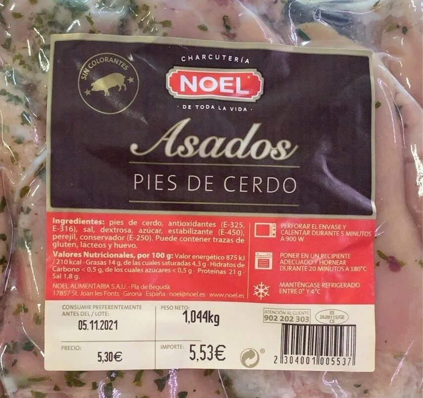 Pies de cerdo asados