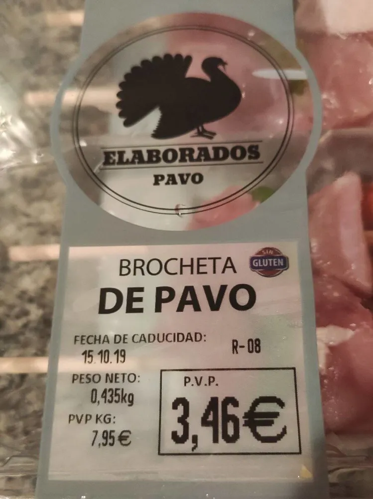 Brocheta de pavo
