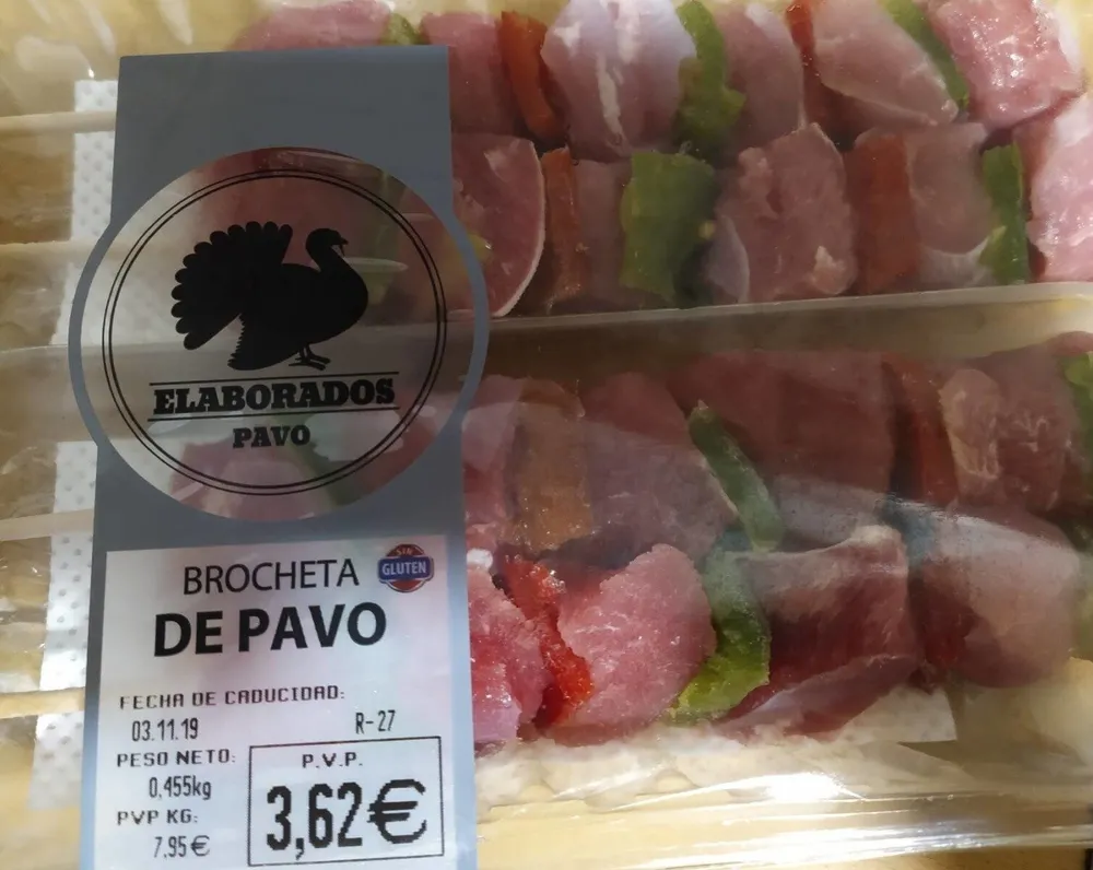 Brochetas de pavo.
