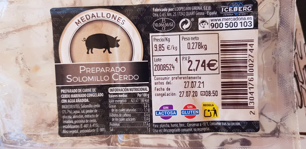 Medallones de solomillo marinado de cerdo