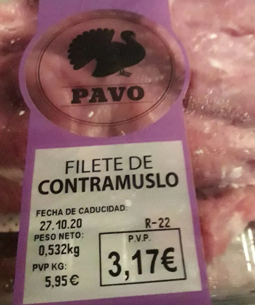 Filete contramuslo de pavo