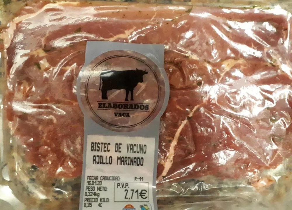 Bistec de vacuno ajillo marinado