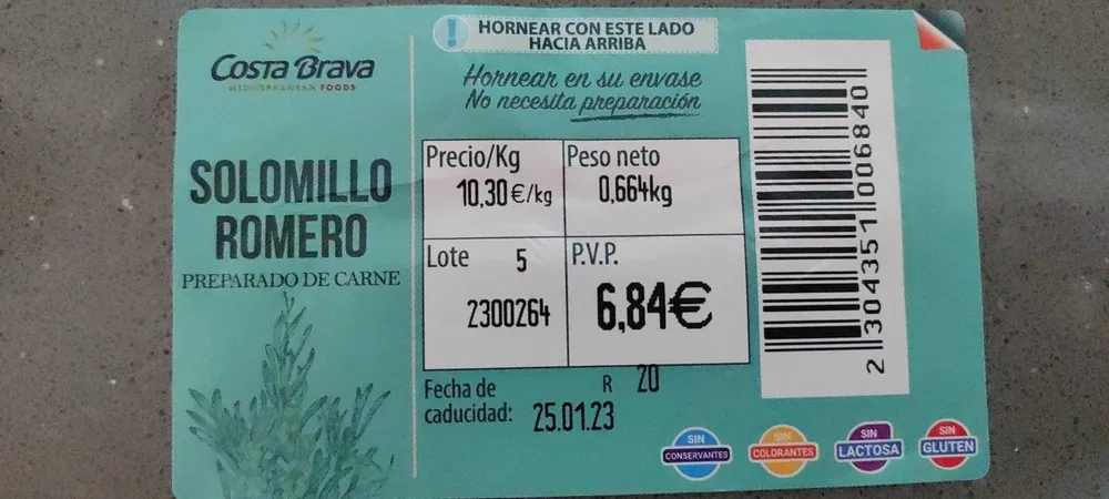 Solomillo de cerdo marinado romero