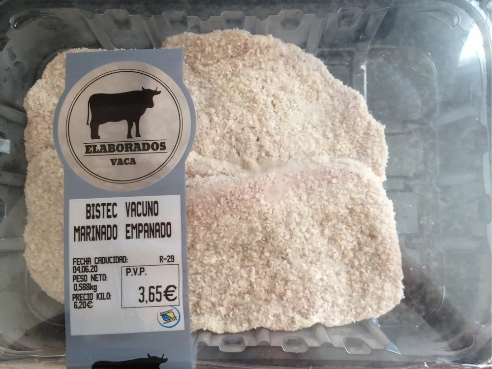 Bistec vacuno matinado empanado