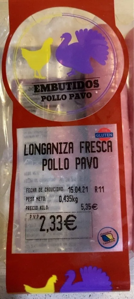 Longaniza fresca pollo pavo