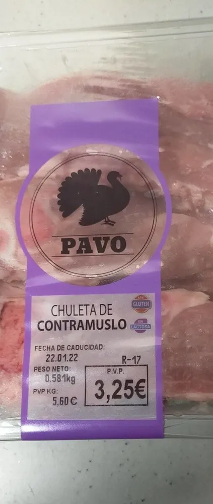 Chuleta de contramuslo de pavo