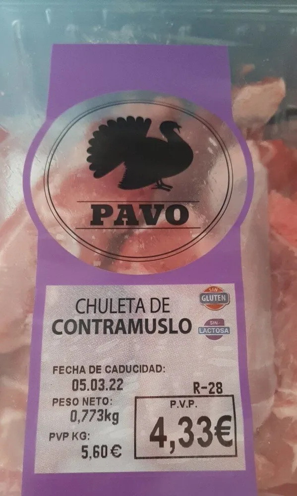 Chuleta de contramulo de pavo