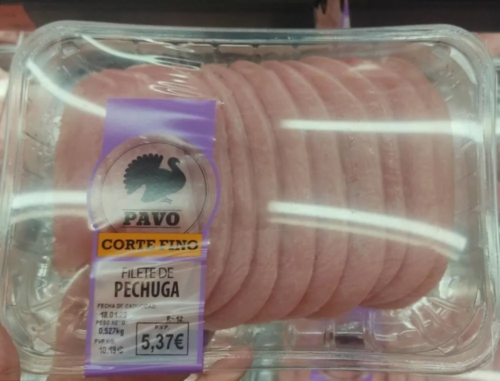 Filetes de pechuga de pavo corte fino