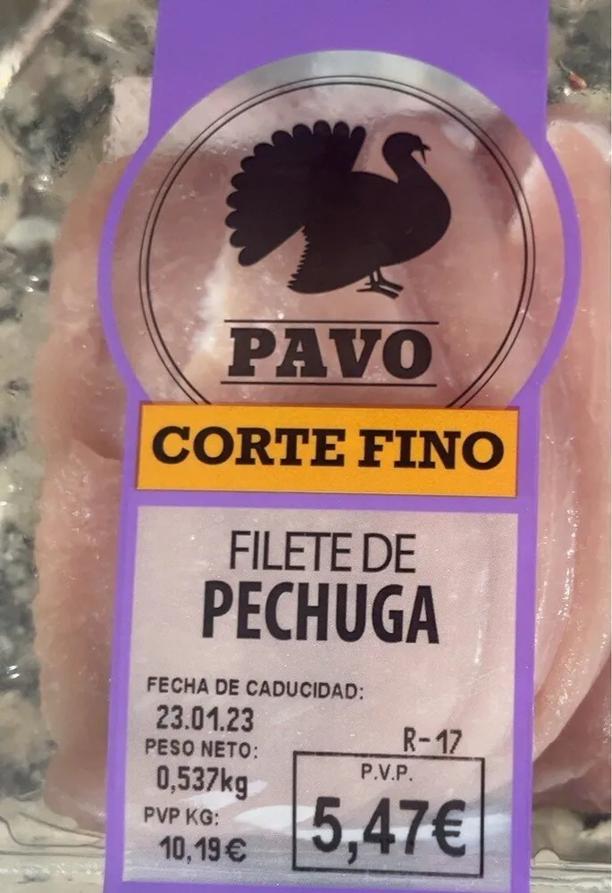 Filete de pechuga de PAVO