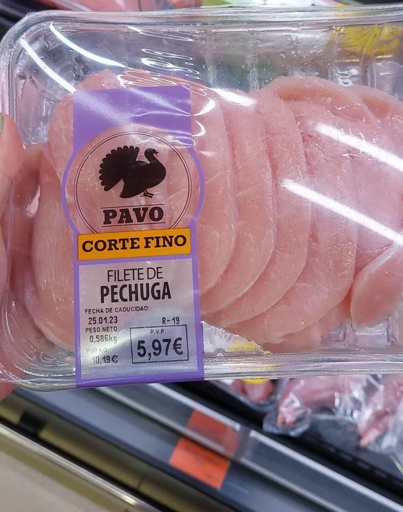 Filete de pechuga de pavo corte fino