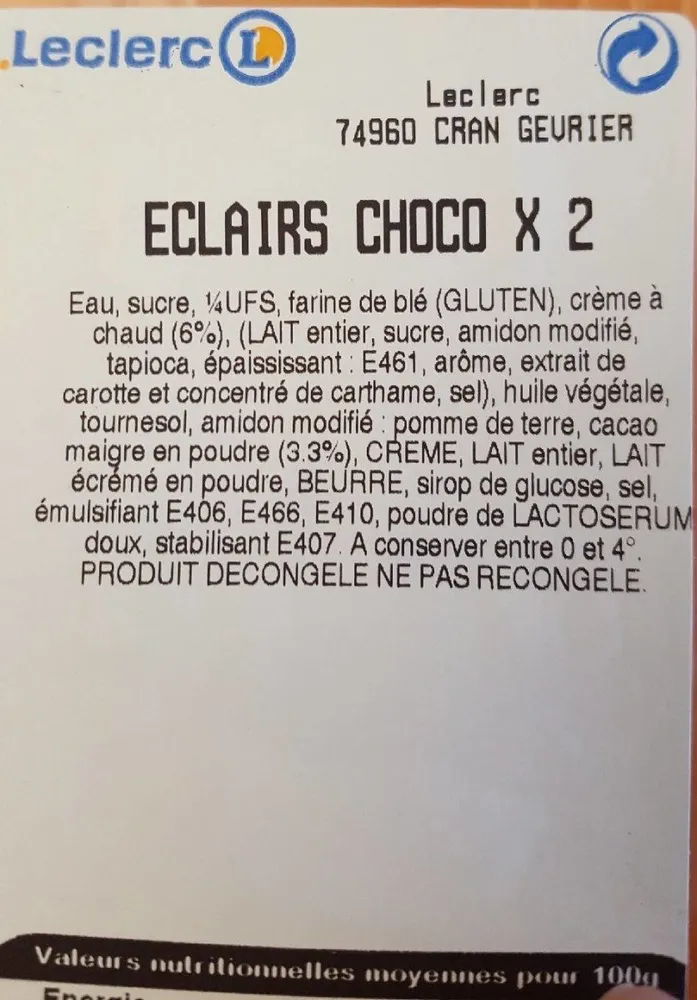 Eclairs choco X2