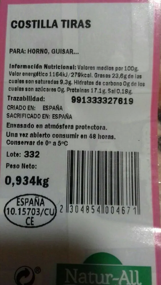 Costilla tiras