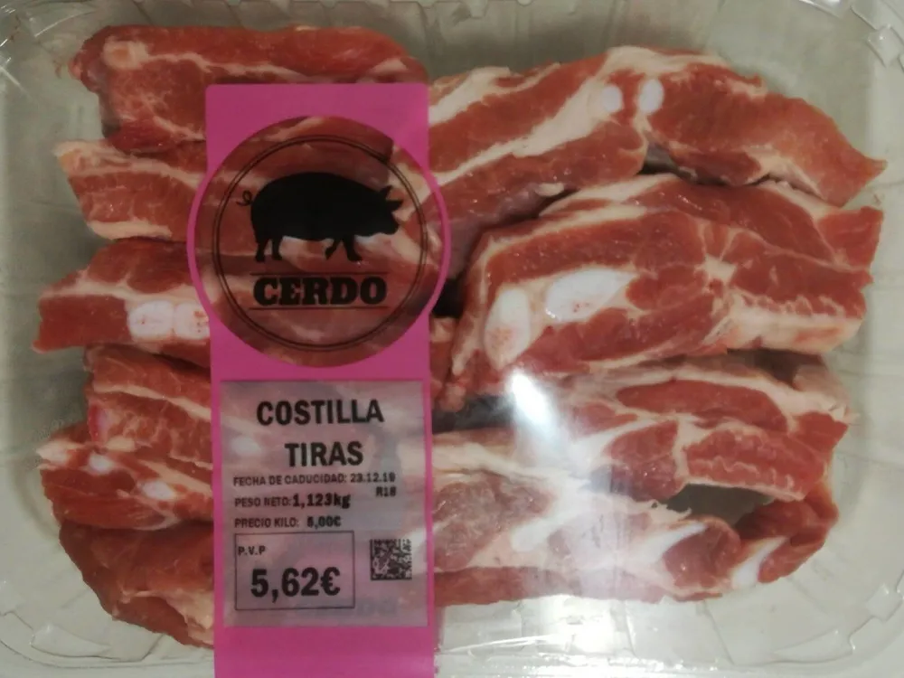 Tiras de costilla de cerdo