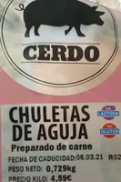 Preparado de carne, chuletas de aguja