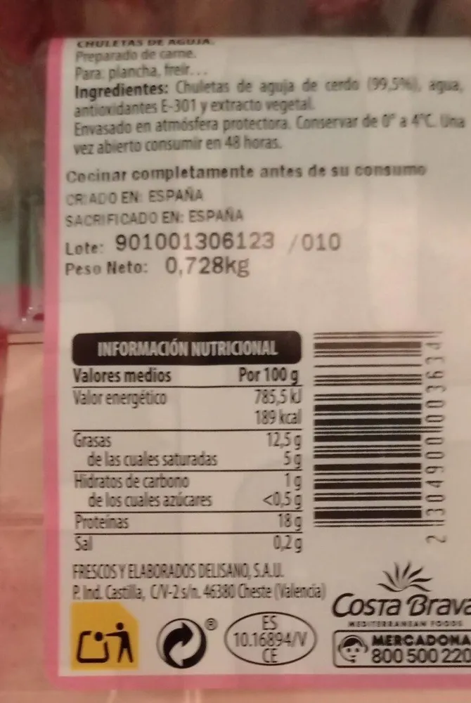 Chuletas de aguja