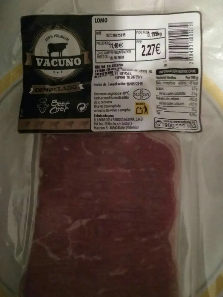 Lomo congelado