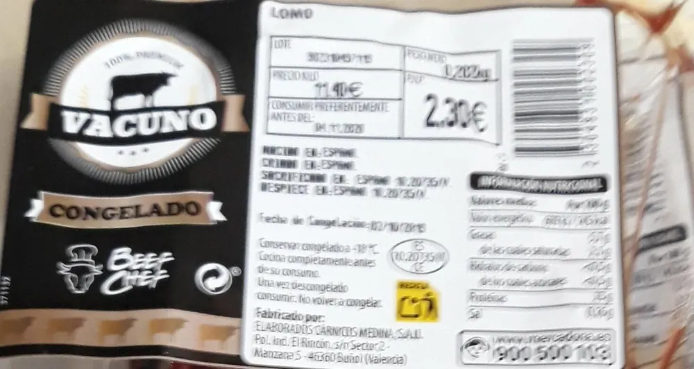 Lomo congelado